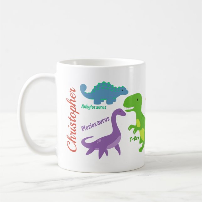 Niedliche Kinder Dinosauriernamen Kaffeetasse (Links)