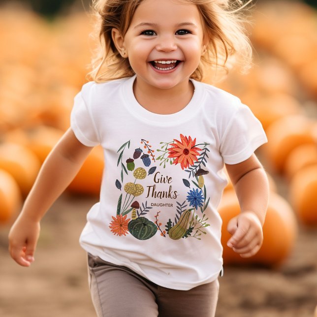 Niedliche Kinder Erntedank fallen T-Shirt (Daughter Kids Thanksgiving fall outfit T-Shirt)