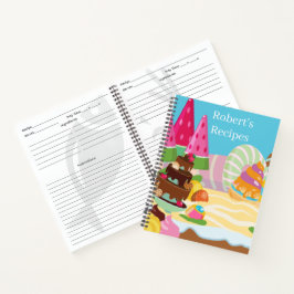 Niedliche Kinder fügen ein Rezept-Notebook hinzu Notizbuch