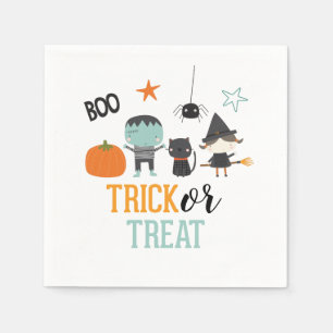 Niedliche Kinder Halloween-Geburtstagstrick oder T Serviette