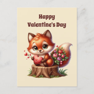Niedliche Kinder Happy Valentine's Day Fox Feiertagspostkarte
