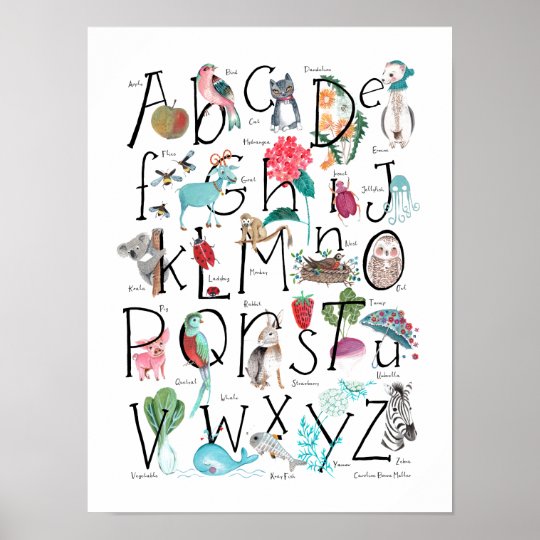 Niedliche Kinder Kind Abc Alphabet Ummauern Poster Zazzle At