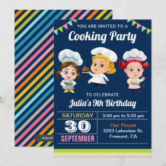 Niedliche Kinder Kochen Backwaren Geburtstagsparty Einladung