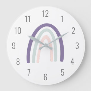 Niedliche Kinder Lila Pastete Rainbow Wall Clock Große Wanduhr