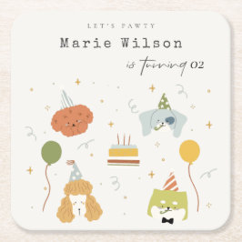 Niedliche Kinder Pawty Welpen Hunde jeden Alters G Rechteckiger Pappuntersetzer