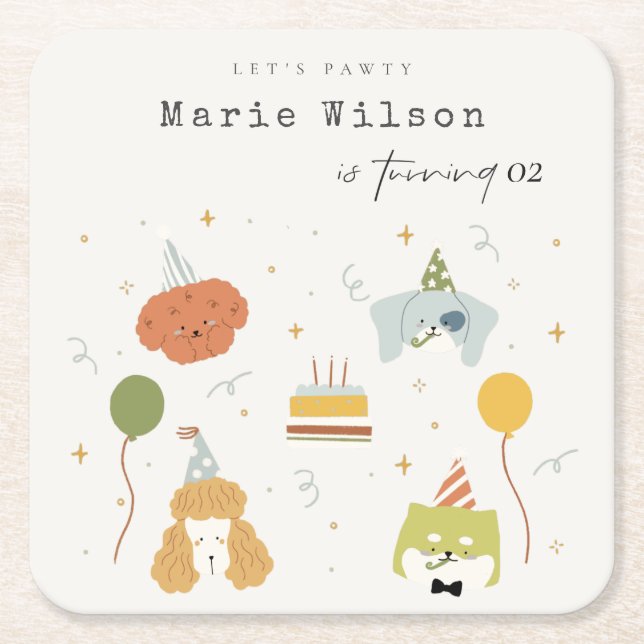 Niedliche Kinder Pawty Welpen Hunde jeden Alters G Rechteckiger Pappuntersetzer (Vorderseite)