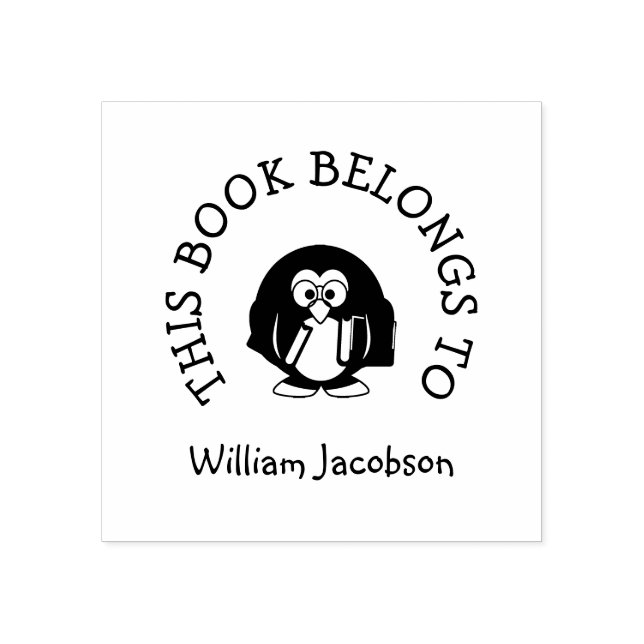 Niedliche Kinder Pinguin-Bücher Dieses Buch gehört Gummistempel (Prägung)