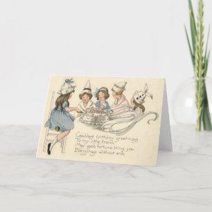 Niedliche Kinder reduzieren Geburtstagskuchen-Part Karte