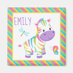 Niedliche Kinder Regenbogen Zebra & farbenfrohe St Magnet