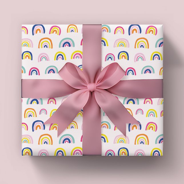Niedliche Kinder Regenbogenmuster Geschenkpapier (Kids rainbow pattern wrapping paper sheets, ideal for girls birthday and baby shower giftwrap)
