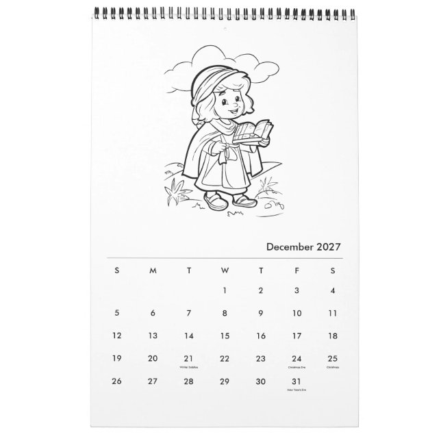 Niedliche Kinder Religiöser Farbkalender Kalender (Dez 2027)