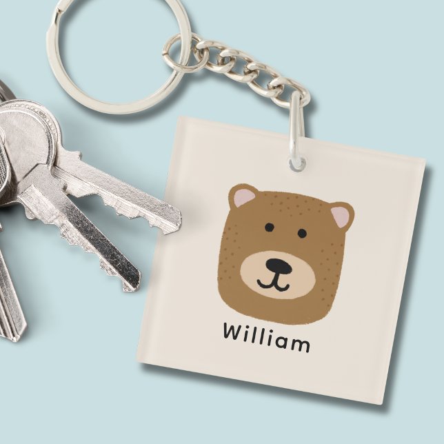 Niedliche Kinder Schlüsselanhänger (Brown bear kids personalised acrylic keychain)