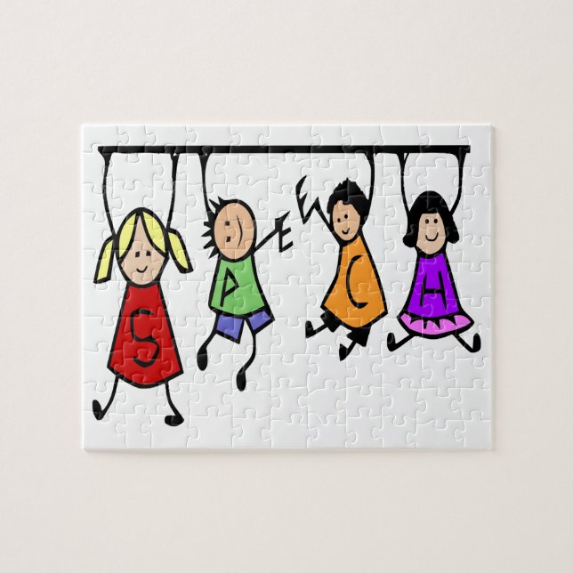 Niedliche Kinder sprechen Therapeut Wort Puzzle (Horizontal)