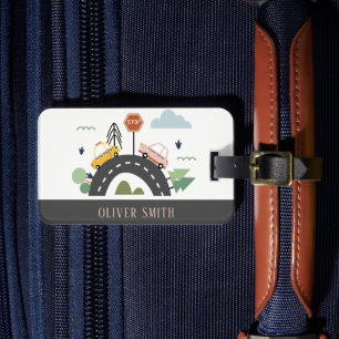 Niedliche Kinder Stadtfahrzeuge Autos Straße Stadt Gepäckanhänger