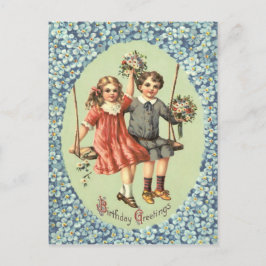 Niedliche Kinder Swing Bouquet Blume Postkarte