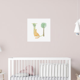 Niedliche Kinder TierCHEETAN Monogramm U Kinderzim Poster