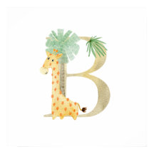 Niedliche Kinder Tiergiraffe Monogramm B Kinderzim