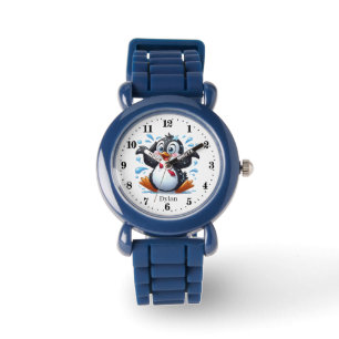 Niedliche Kinder unisex Pinguin hinzufügen Armbanduhr