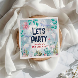 Niedliche Kinder Wasserfarbe Unter dem Meer Geburt Serviette