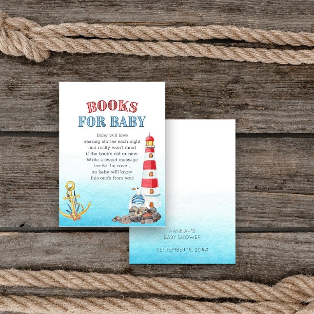 Niedliche Kinderduschbücher für Kinder Begleitkarte (Book request card from my Ahoy it's a boy Nautical Baby Shower collection
)