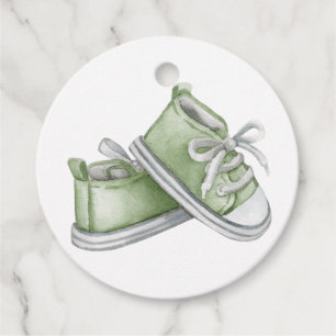 Niedliche Kinderdusche für Grüne Babyschuhe Geschenkanhänger