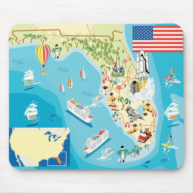 Niedliche Kinderflorida-Karte Mousepad (Vorne)