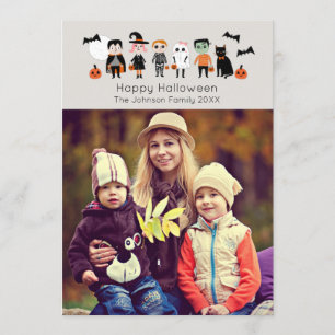 Niedliche Kinderfotokarte Halloween Einladung