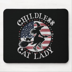 Niedliche kinderlose Katze Frauen geheftete Hexen  Mousepad