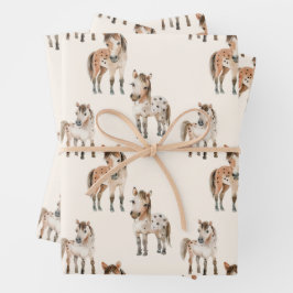 Niedliche Kinderpferde Geschenkpapier Set