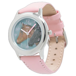 niedliche Kinderpferde Schwarzer Forelle Armbanduhr