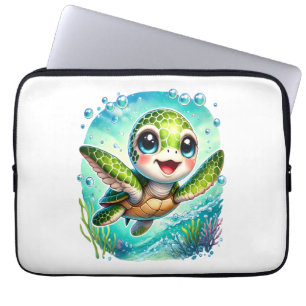 Niedliche Kinderschildkröte Schwimmen im Ozean Laptopschutzhülle