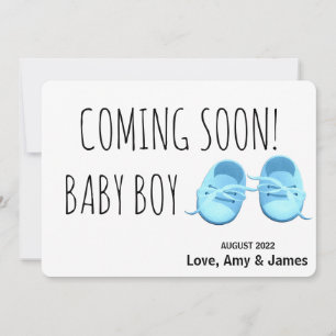 Niedliche Kinderschuhe kommen bald blauer Schwange Ankündigung