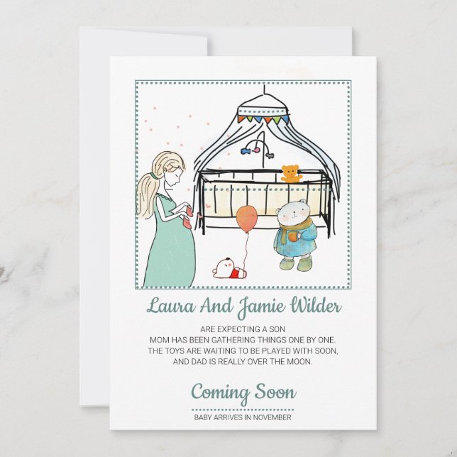 Niedliche Kinderschwangerschaft Ankündigung (Vorderseite)