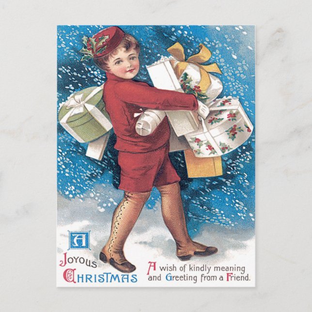 Niedliche Kindertragende präsentiert Holly Snow Postkarte (Vorderseite)