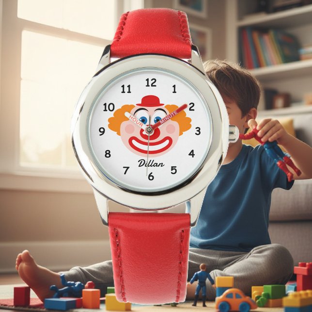 Niedliche Kinderuhr mit Clowngesicht mit individue Armbanduhr (clown watch for kids)