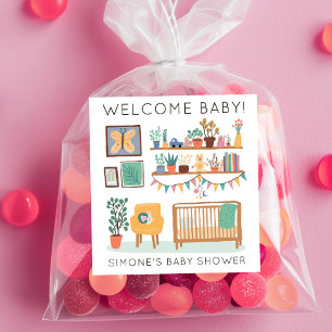 Niedliche Kinderzimmer Illustration CUSTOM BABY SH Quadratischer Aufkleber