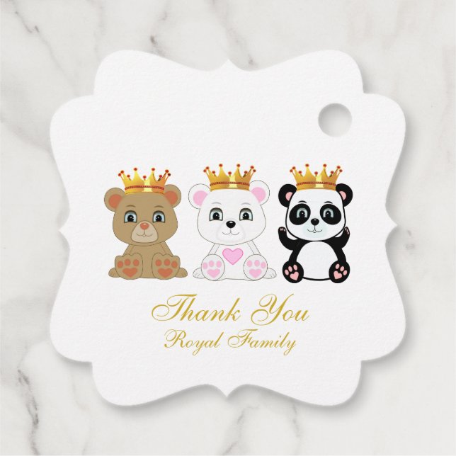 Niedliche King Bears Danke an White Geschenkanhänger (Rückseite)