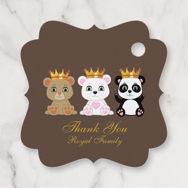 Niedliche King Bears Vielen Dank an Brown Geschenkanhänger (Rückseite)