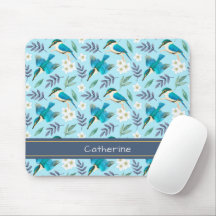 Niedliche Kingfisher Birds Blumenmuster Blauer Nam