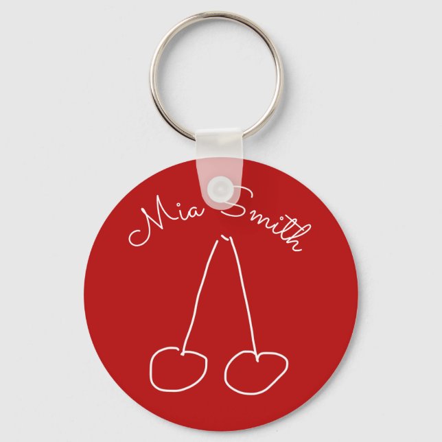 Niedliche Kirsche, einfach minimalistisch Schlüsselanhänger (Vorderseite)