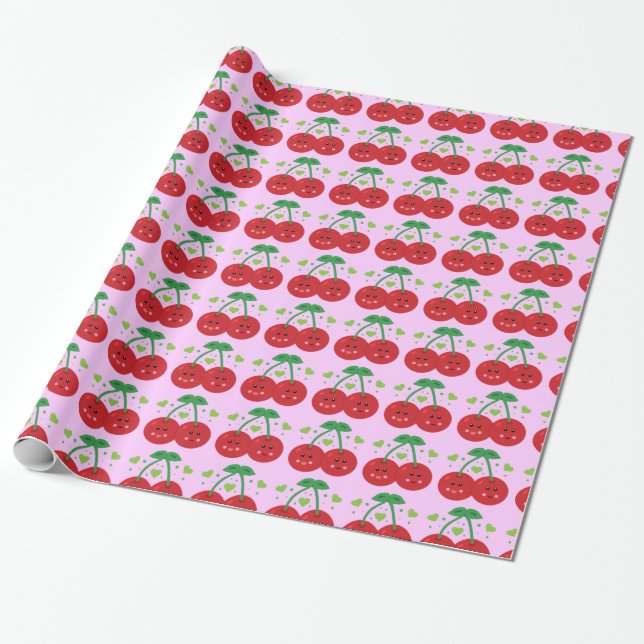 Niedliche Kirschen Geschenkpapier (Ungerollt)