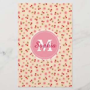 Niedliche Kirschen und Blume mit gürtelbestellbar Briefpapier