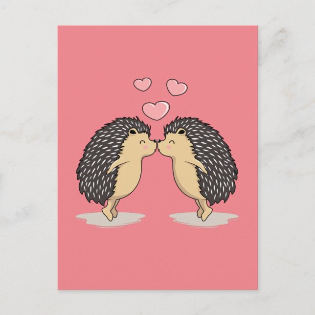 Niedliche Kissing-Igel, Funny Sweet Postkarte (Vorderseite)