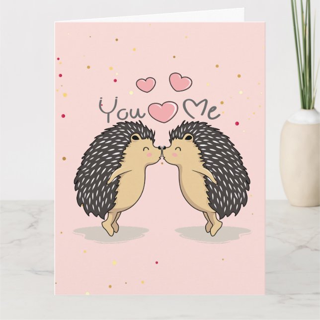 Niedliche Kissing-Igel Karte (Vorderseite)
