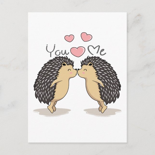 Niedliche Kissing-Igel Postkarte (Vorderseite)