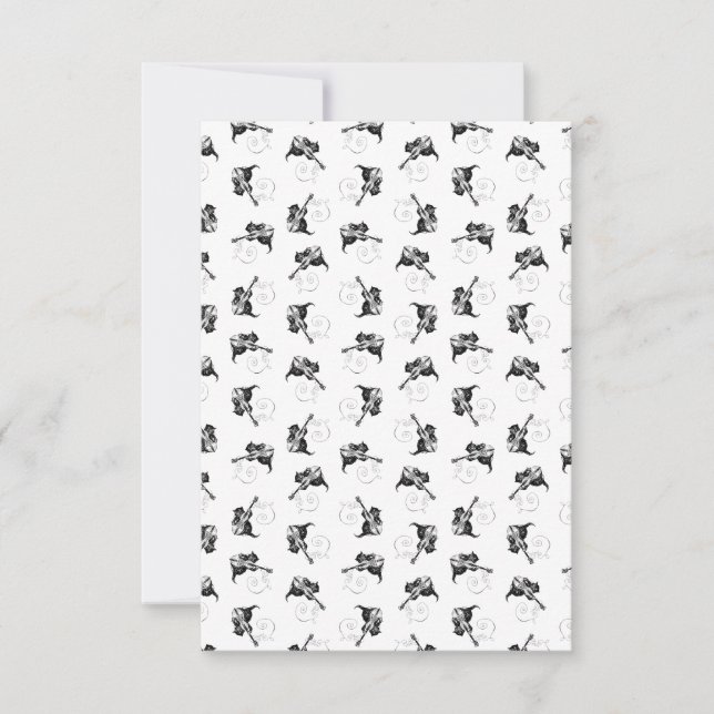 Niedliche Kitte mit Violine und Cat Music Dankeskarte (Vorderseite)