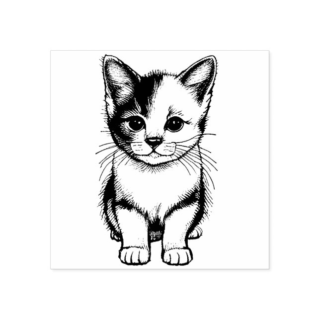 Niedliche Kitten aus Holz Briefmarke für Katzen Gummistempel (Prägung)