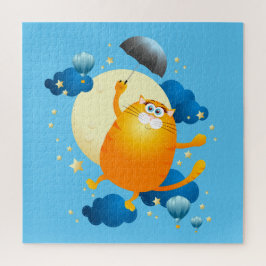 Niedliche Kitten Flying mit Regenschirm Puzzle