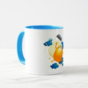 Niedliche Kitten Flying mit Regenschirm Tasse