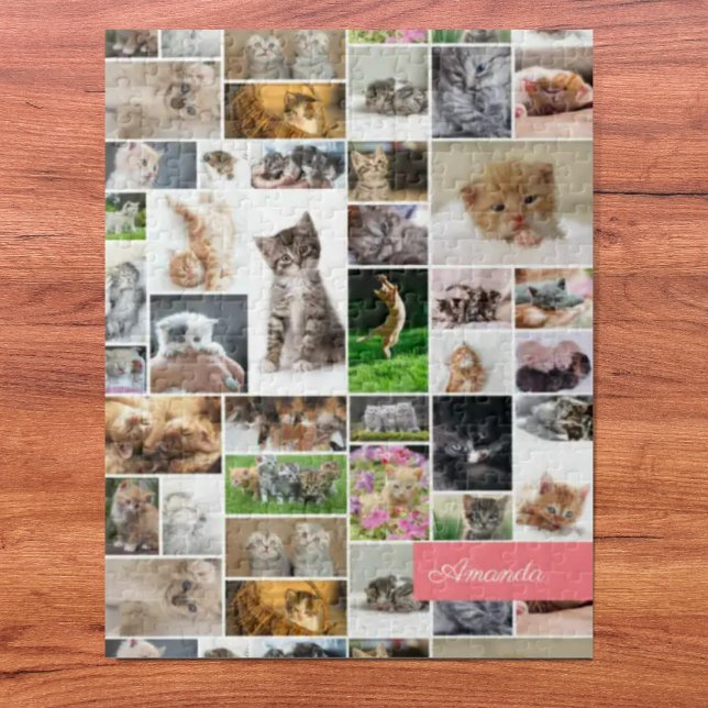 Niedliche Kitten Foto Montage Korallenrosa Katzenk Puzzle (Von Creator hochgeladen)